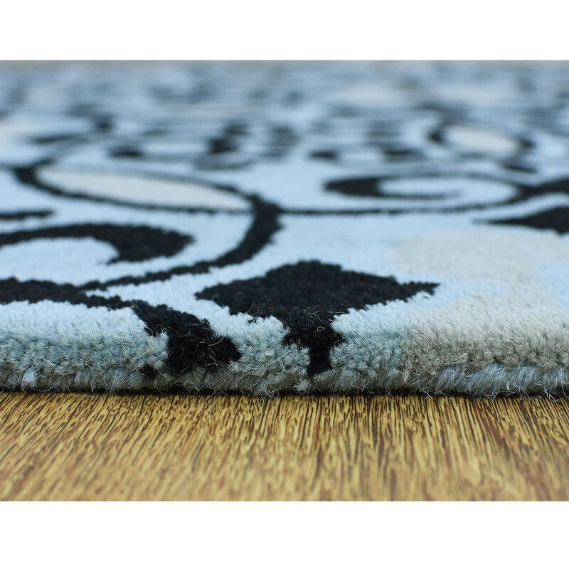 RUGSOTIC CARPETS HAND TUFTED WOOL ECO-FRIENDLY AREA RUGS  - 5'x7'6'', Rectangle Shape, Beige & Black, Contemporary Modern Design, High Pile Handmade Area Rugs for Living Room, Bed Room (K03083)