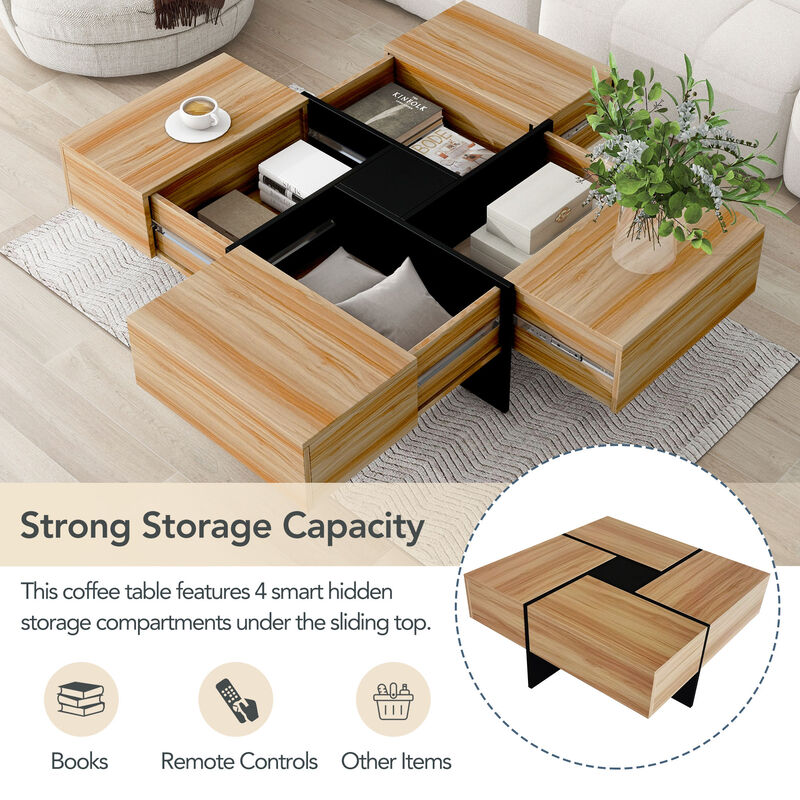 Merax Square UV High-gloss Coffee Table with Storage