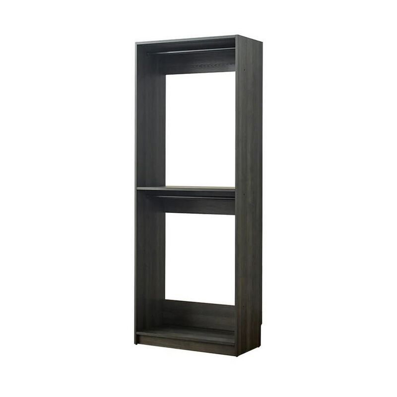 Dee Modular Closet System, 2 Compartments, 2 Hanging Rods, Black Finish