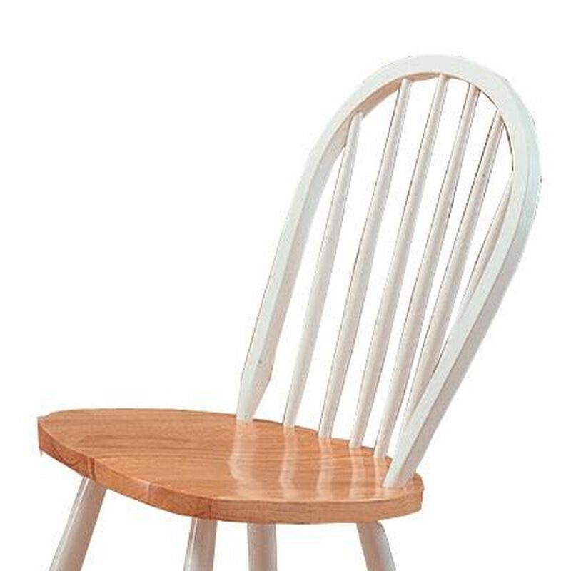 Handsomely Designed Dining Chair, White and Brown Set of 4-Benzara