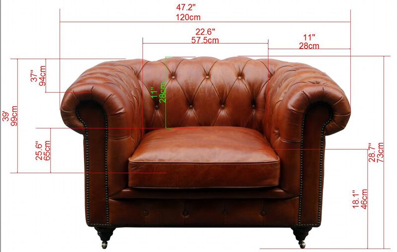 Pasargad Home Paris Club Chester Bay Genuine Leather Tufted Club Chair, Brown