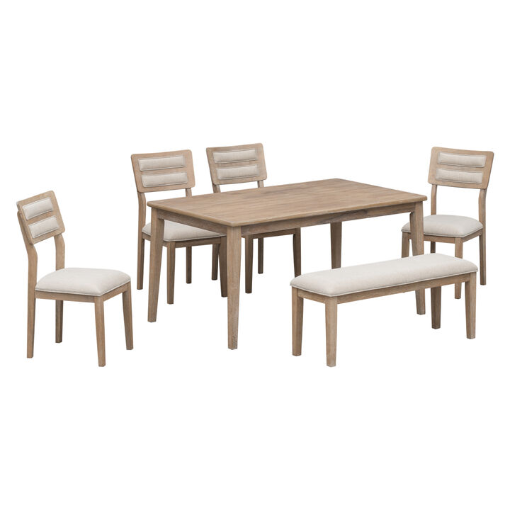 Classic And Traditional Style 6 - Piece Dining Set, Includes Dining Table, 4 Upholstered Chair