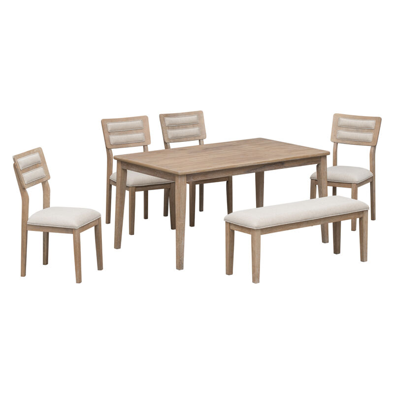Classic And Traditional Style 6 - Piece Dining Set, Includes Dining Table, 4 Upholstered Chair