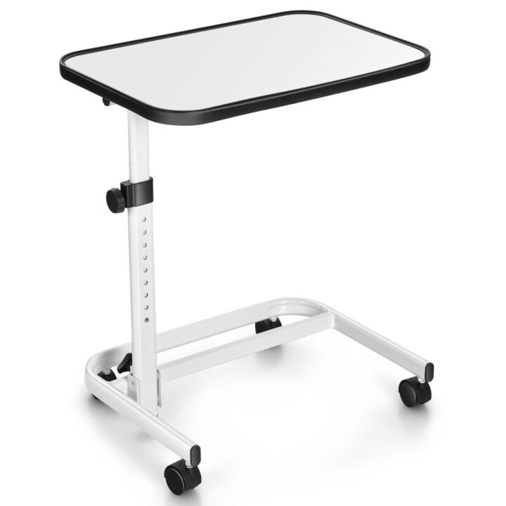 Hivvago Rolling Overbed Bedside Table with 9-Level Adjustable Height