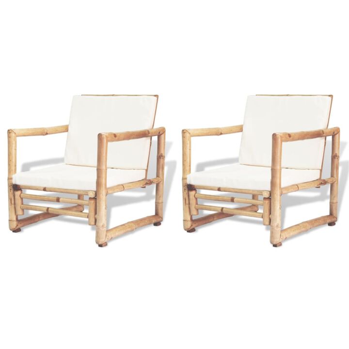 vidaXL Garden Chairs 2 pcs with Cushions and Pillows Bamboo