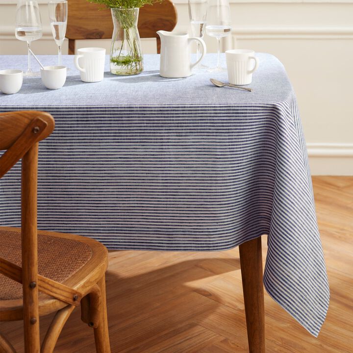 Solino Home 100% Pure Linen Tablecloth | Narrow Stripe