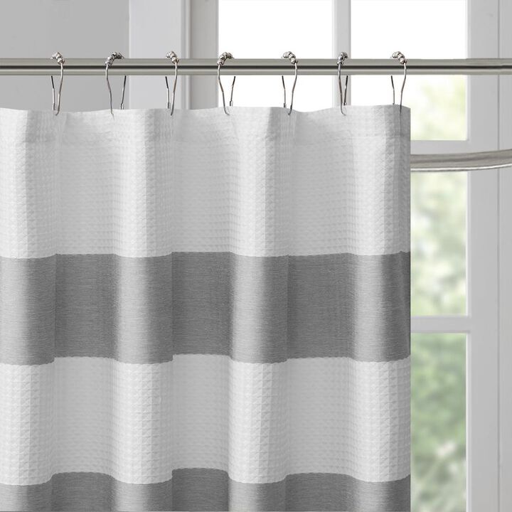 Belen Kox Grey Spa Waffle Shower Curtain, Belen Kox