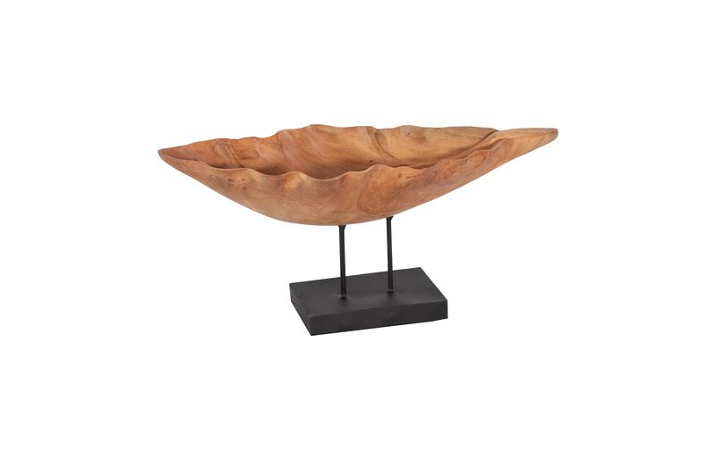 Carved Leaf Sculpture on Stand