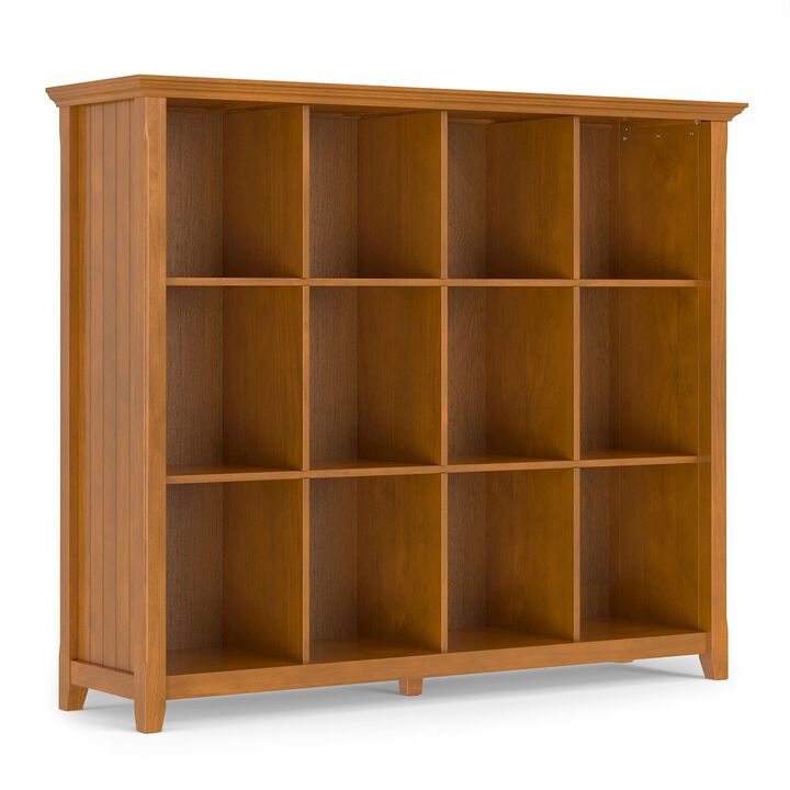 Simpli Home Acadian Solid Wood 12 Cube Storage In Light Golden Brown