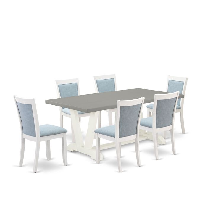 East West Furniture V097MZ015-7 7Pc Kitchen Set - Rectangular Table and 6 Parson Chairs - Multi-Color Color