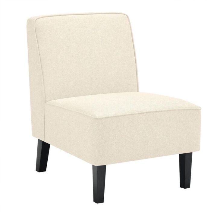 Hivvago Modern Armless Accent Chair with Rubber Wood Legs-Beige