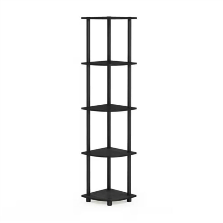 5-Shelf Modern Corner Bookcase for Space-Saving Storage and Display