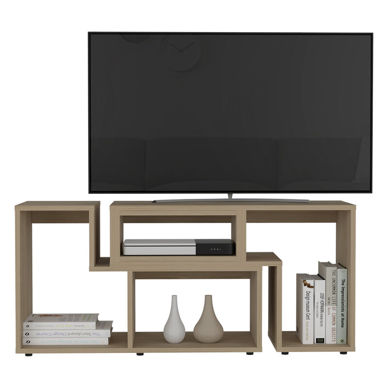 DEPOT E-SHOP Rose Extendable TV Stand, Multiple Shelves, Light Pine, Light Pine