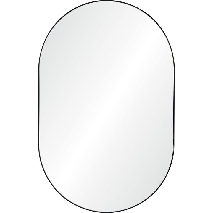 40" Black and Clear Minimal Oval Framed Wall Mirror