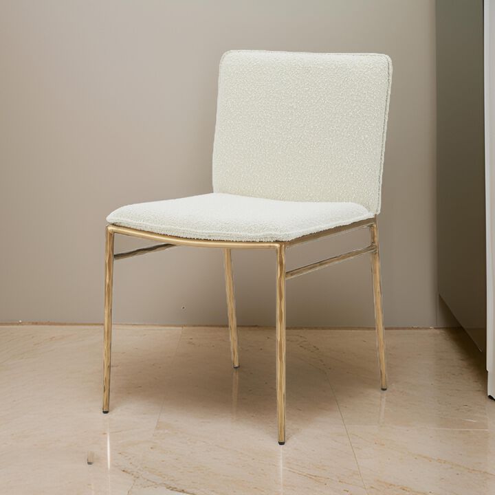 Cid Abby 19 Inch Side Dining Chair, Off White, Brass Gold Finished Legs - Benzara