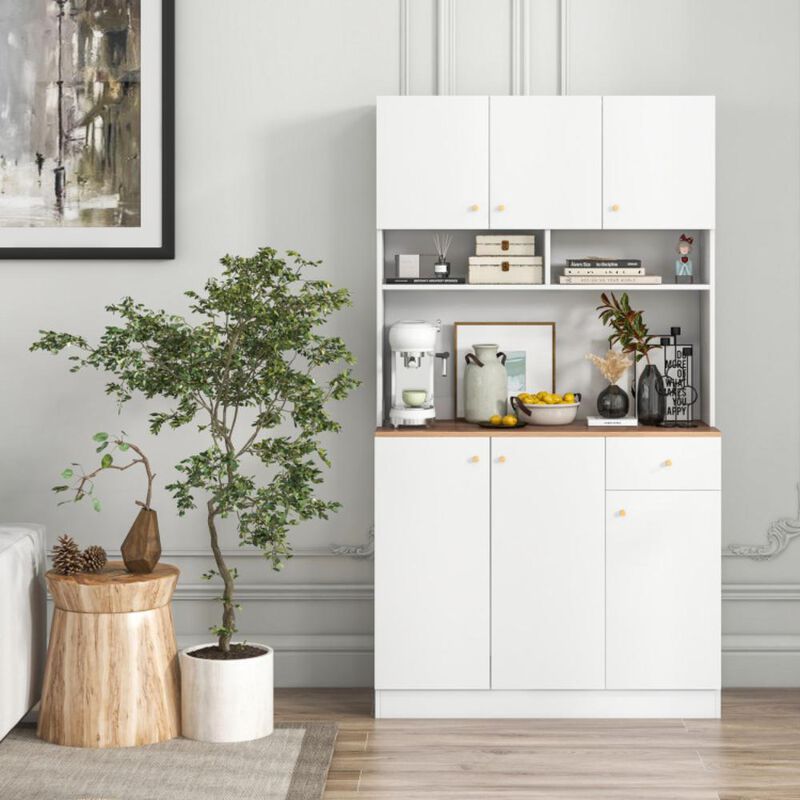 Hivvago 71 Inch Tall Pantry Cabinet with Outlets for Dining Room
