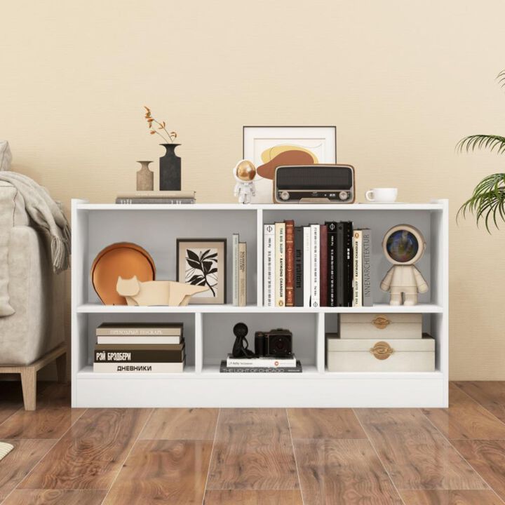 Hivvago Kids 2-Shelf Bookcase 5-Cube Wood Toy Storage Cabinet Organizer
