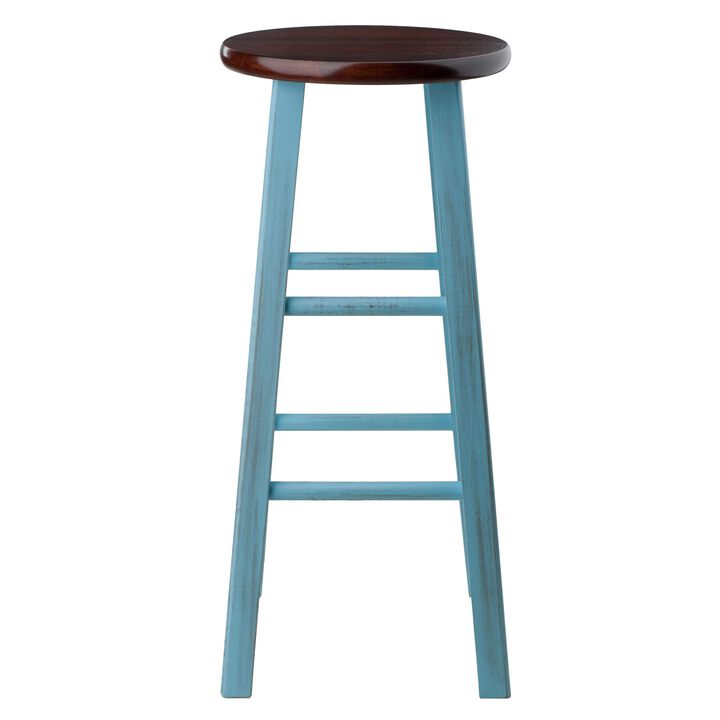 Ivy Bar Stool, Rustic Light Blue and Walnut