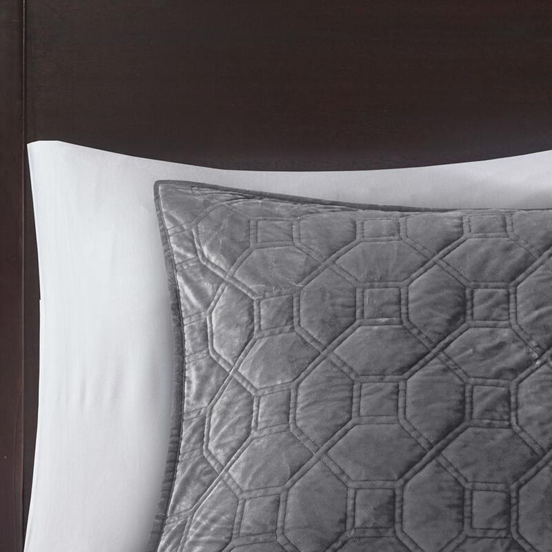Belen Kox Grey Velvet Quilted Coverlet Set, Belen Kox