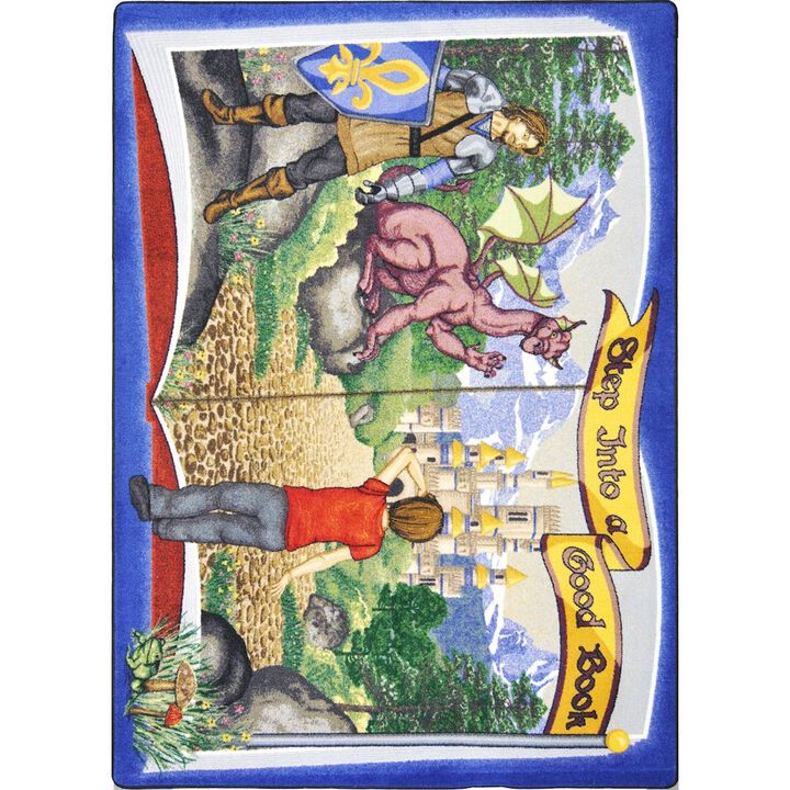 Joy Carpets Kid Essentials Step Into A Good Book 3'10 x 5'4 Area Rug in Color Multi