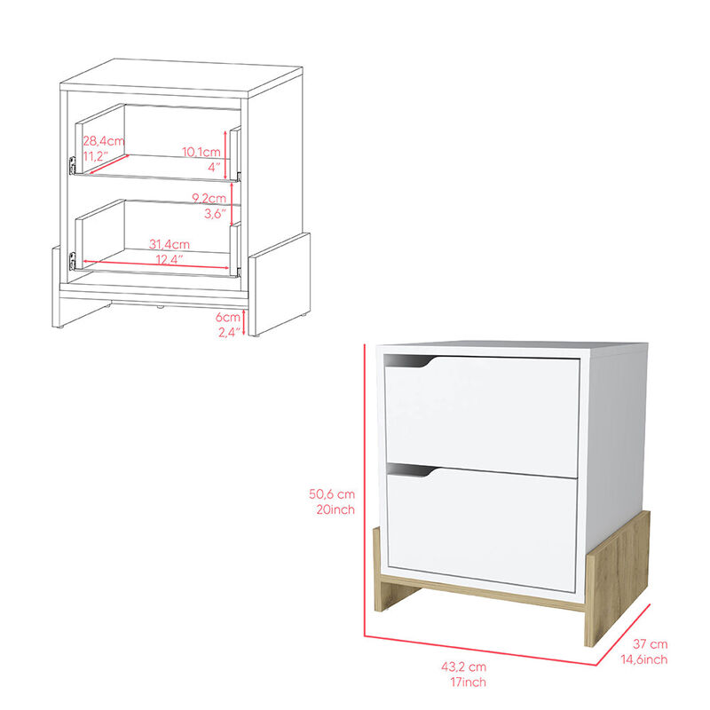 Nightstand Brookland, Bedroom, White / Macadamia