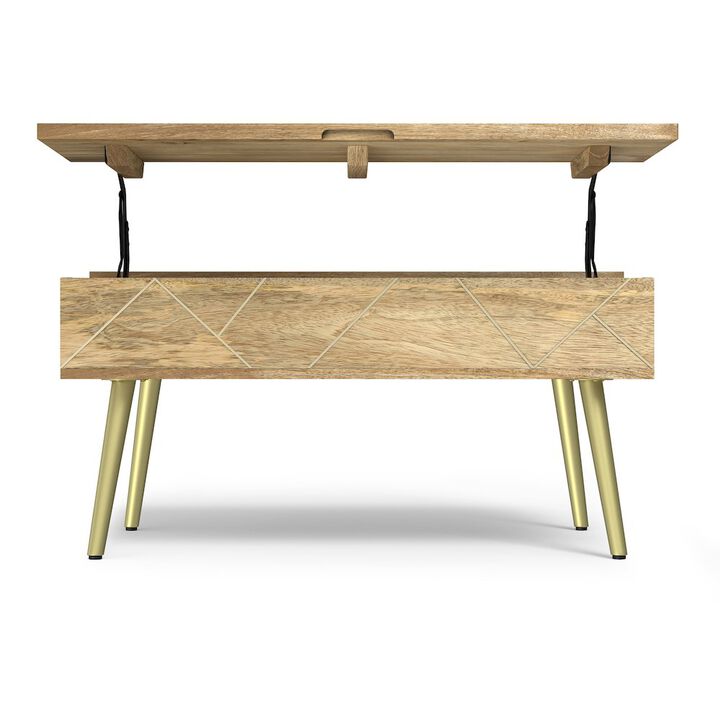 Simpli Home Jager Solid Mango Wood Lift Top Coffee Table In Natural