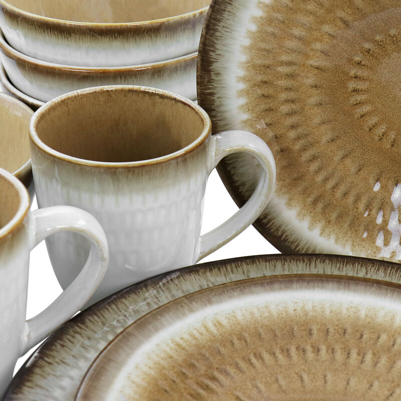 Gibson Elite Moonstruck 16 Piece Ceramic Dinnerware Set in Brown