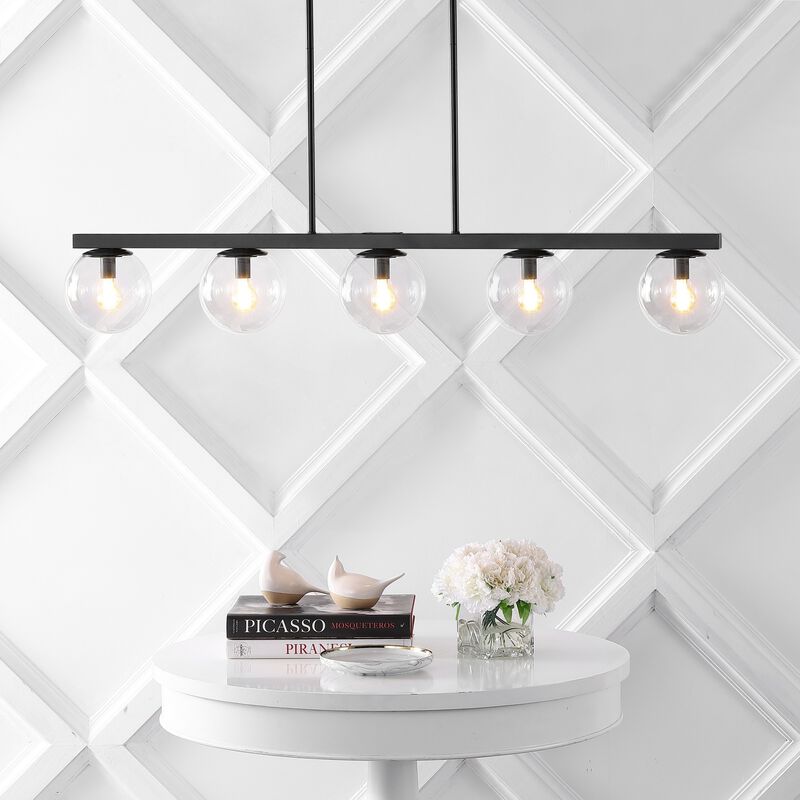 Luca Parisian Modern Glam Iron Globe Linear LED Pendant
