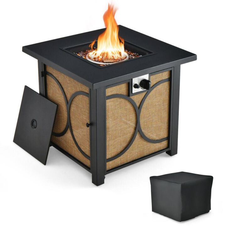Hivvago 28 Inch 50000 BTU Outdoor Square Fire Pit Table with Cover