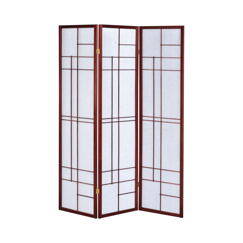 Classic 3 Panel Wooden Folding Screen, Brown - Benzara