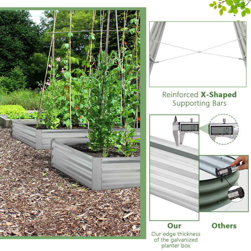Metal Galvanized Raised Garden Bed with Open-Ended Base