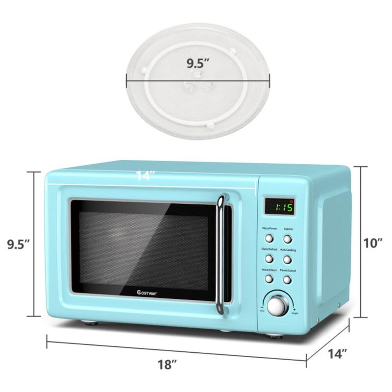 Costway 700W Retro Countertop Microwave Oven with 5 Micro Power and Auto Cooking Function