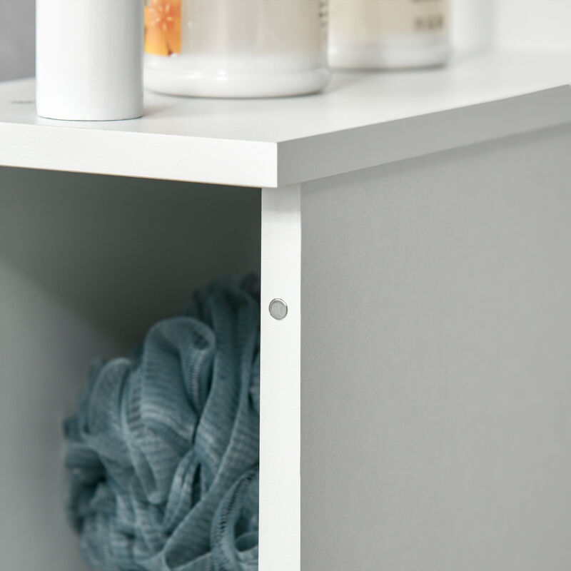 Bathroom Storage Cabinet Slim Freestanding Linen Tower Cabinet w/ Shelf White