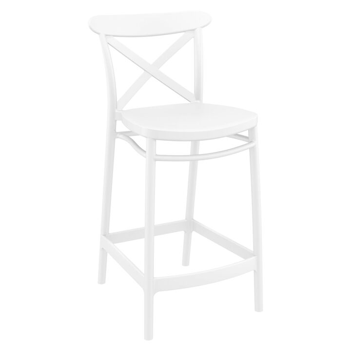 37.75" Black Solid X Accented Outdoor Patio Counter Stool
