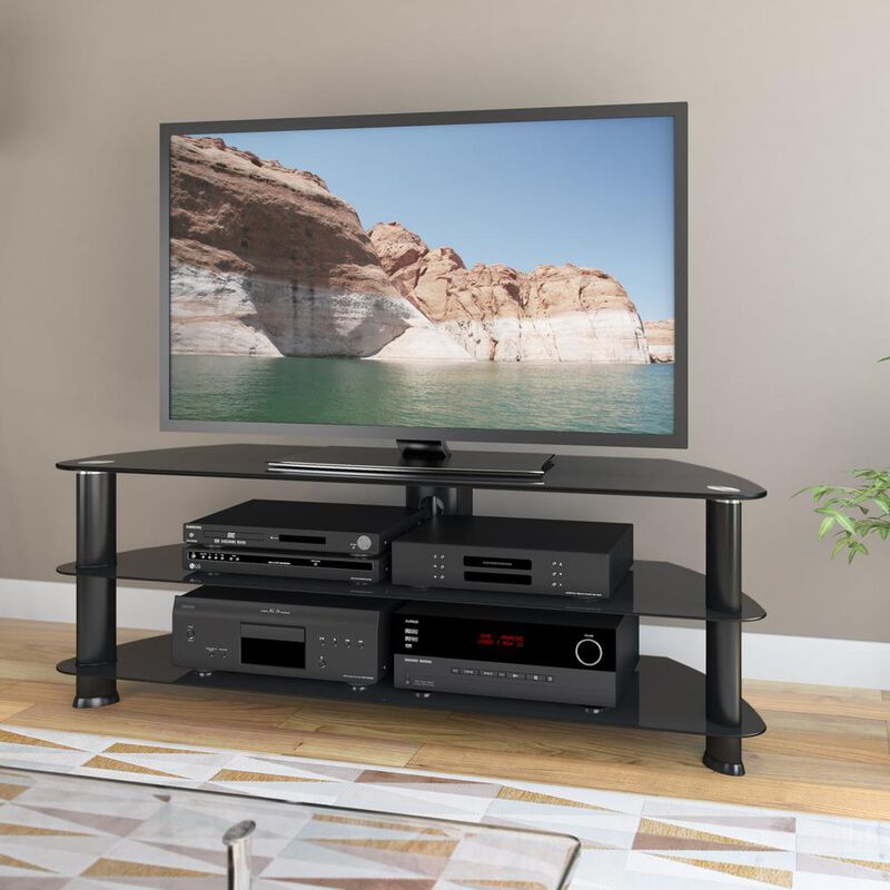CorLiving Laguna Satin Black TV Stand, for TVs up to 60
