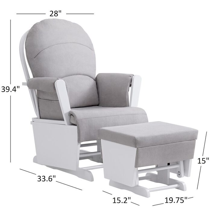 Oxford Baby Soho Baby Essentialwooden Glider White Finish/ Light Grey Fabric