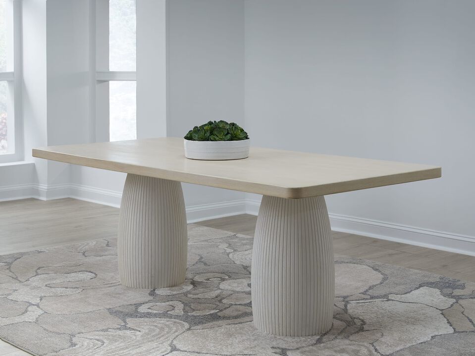 Zinnia Plaster Base Wood Top Dining Table