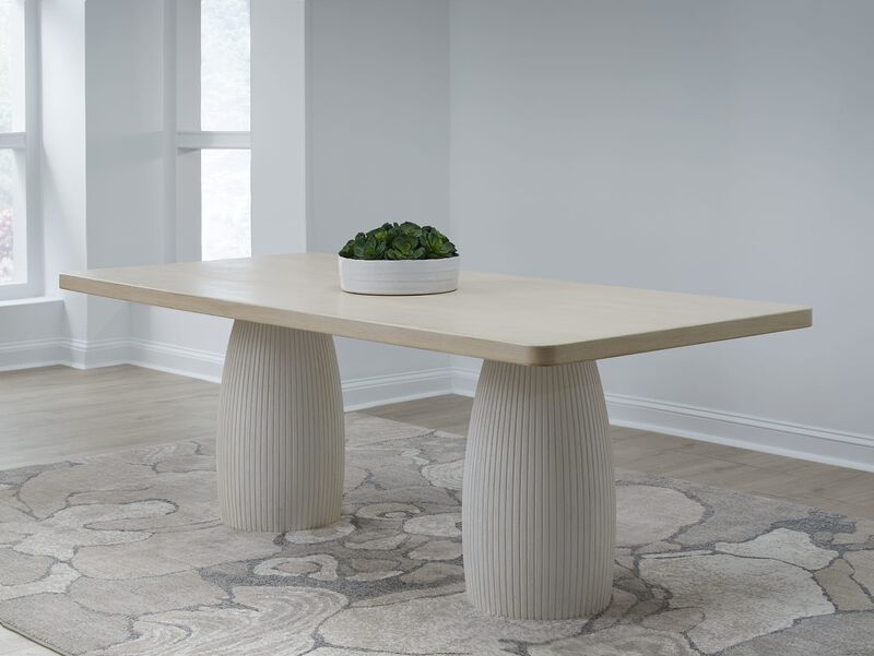 Zinnia Plaster Base Wood Top Dining Table