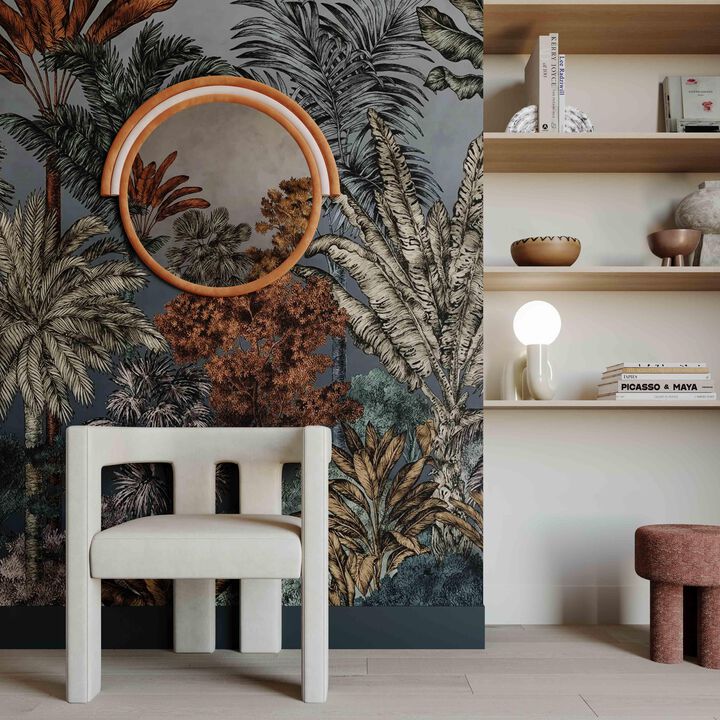 Lally Aqua Velvet Round Wall Mirror