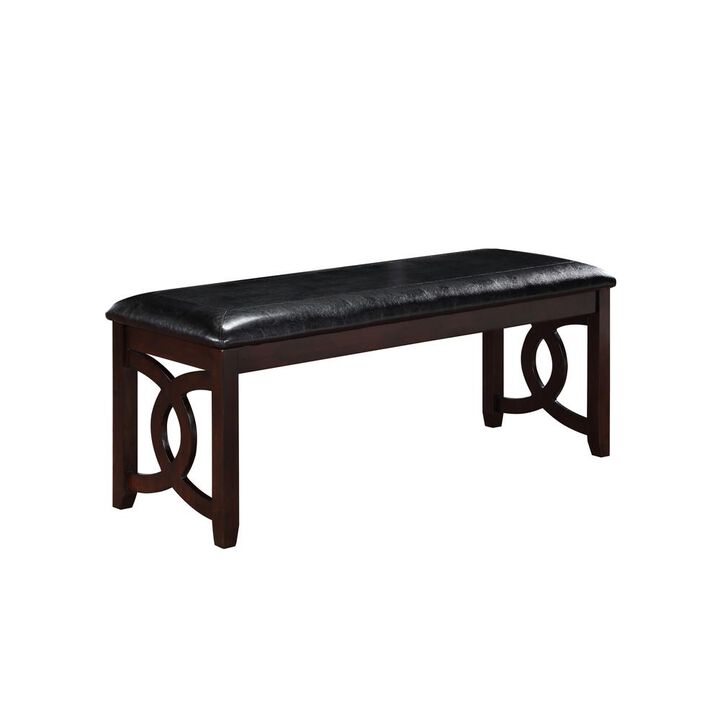 New Classic Furniture Furniture Gia 46 Solid Wood and Faux Leather Bench in Ebony Black