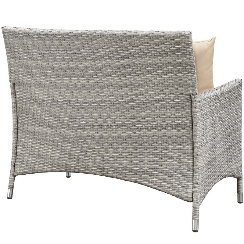 Bridge 4 Piece Outdoor Patio Patio Conversation Set with Pillow Set - Light Gray Beige