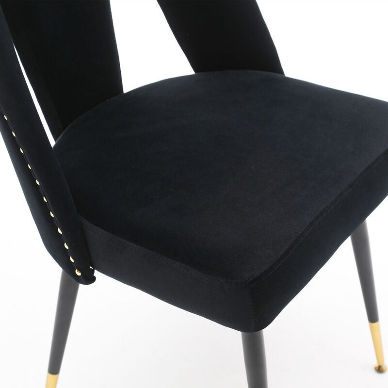 Akoya Collection Modern, Contemporary Velvet Upholstered Dining Chair With Nailheads And Trim