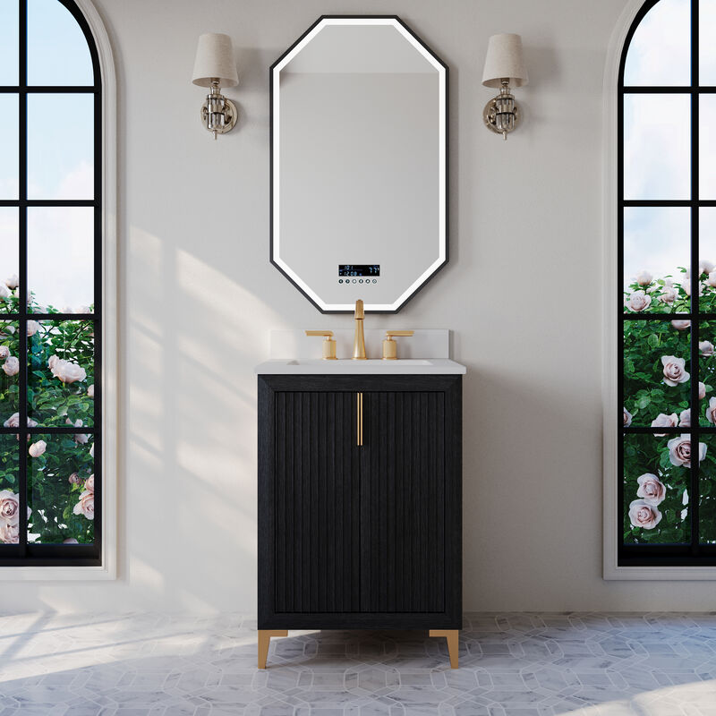 Turlington 24 in. Dark Oak Bath Vanity Set with White Quartz Vanity Top and White Undermount Basin