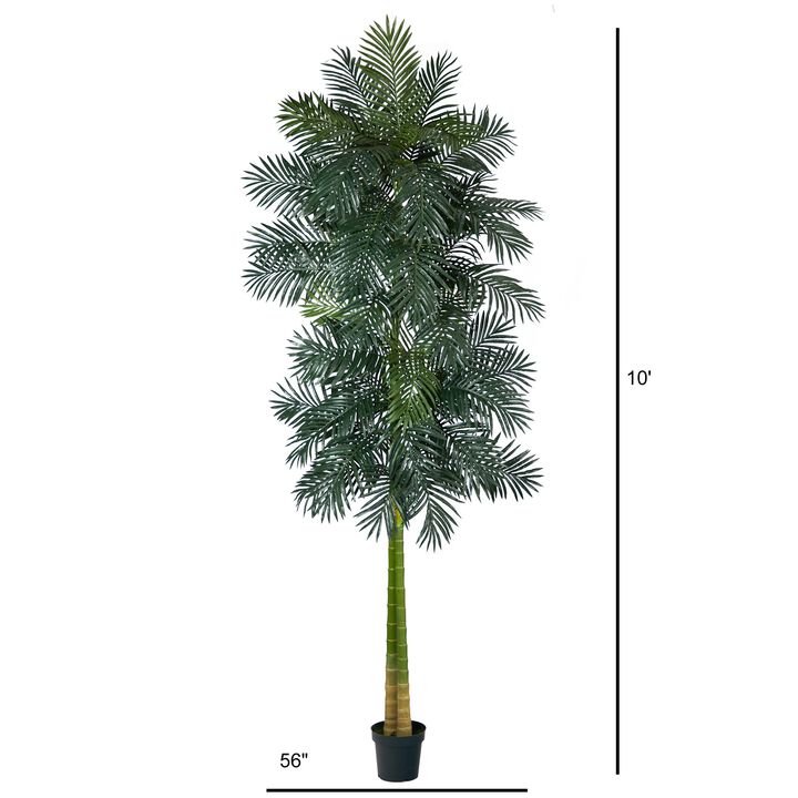 Hivvago 10 Feet Double Stalk Golden Cane Artificial Palm Tree