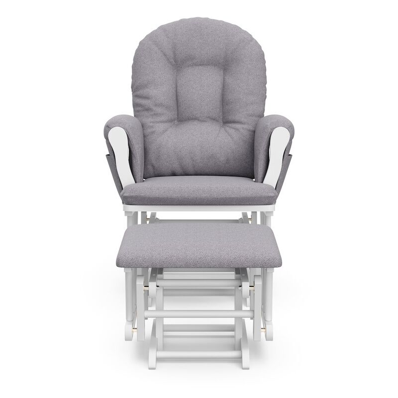 Storkcraft Hoop Glider and Ottoman - White with Gray Swirl