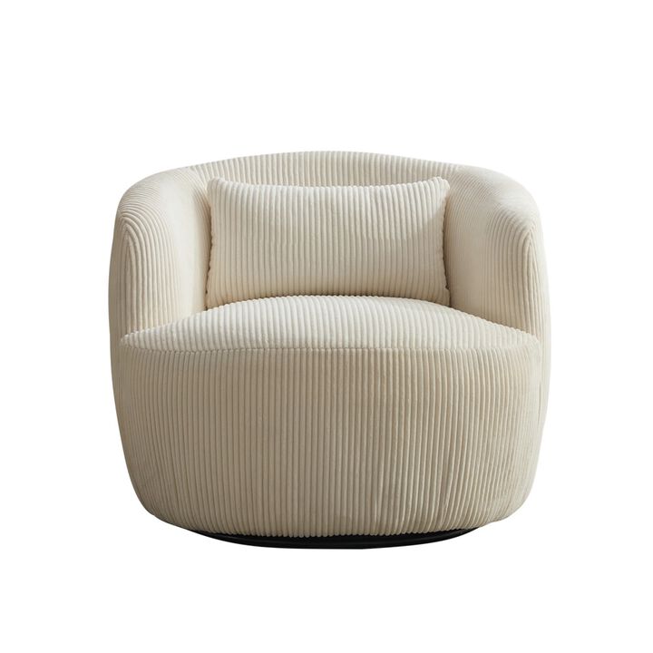 Merax Upholstered Corduroy Swivel Barrel Accent Chair