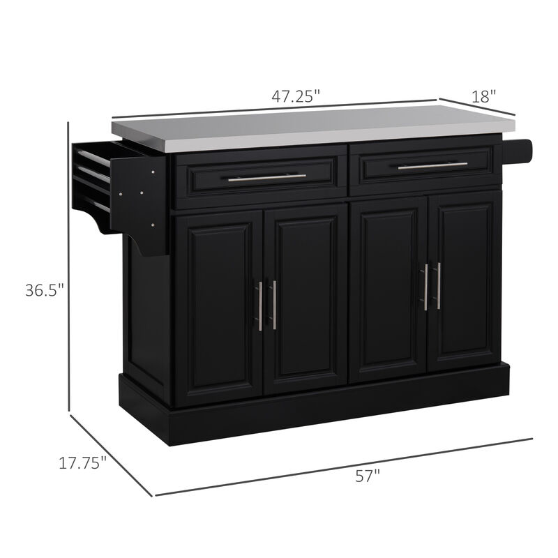 Rolling Stainless Steel Counter Kitchen Cart Storage Cabinet w/ Drawers & Rack