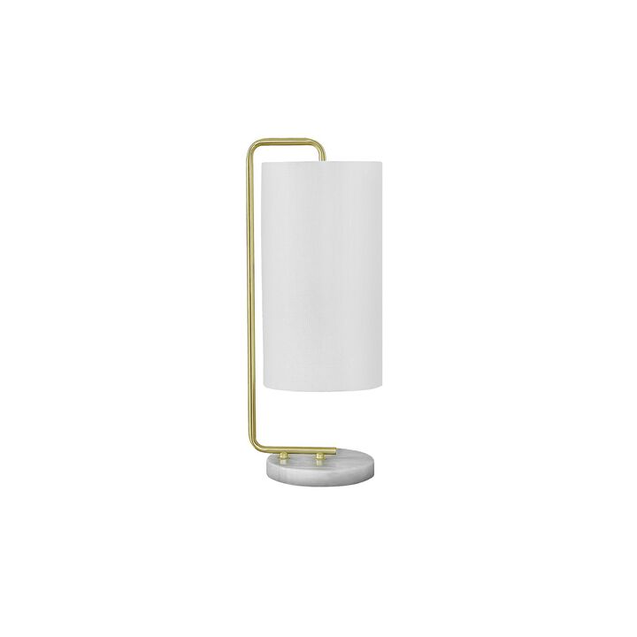 Monarch Specialties I 9636 - Lighting, 20"H, Table Lamp, White Marble, Ivory / Cream Shade, Contemporary