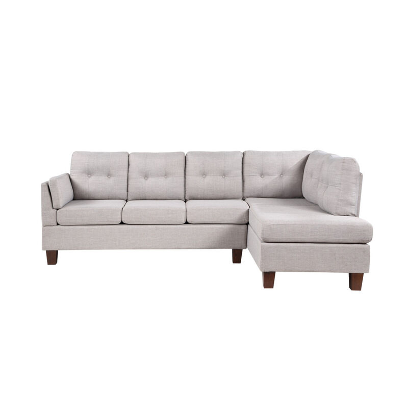 Dalia Light Gray Linen Modern Sectional Sofa With Right Facing Chaise