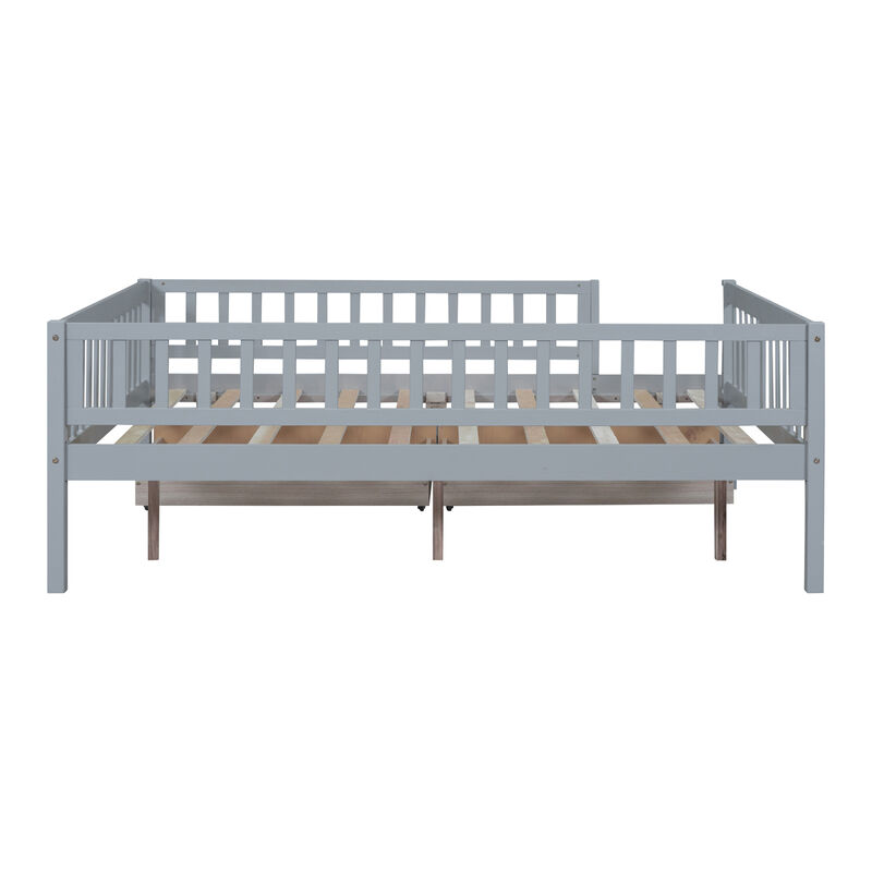 Full Size Daybed Wood Bed With Two Drawers